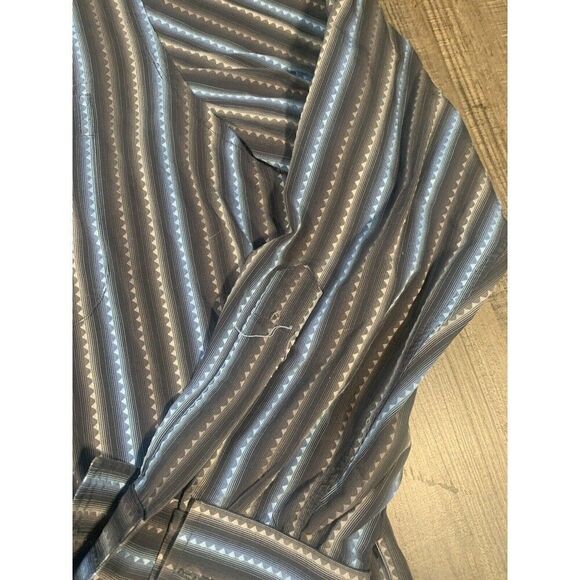 Lansky Bros shirt Mens Black blue geometric Triangle flip cuff Pattern XXL - Picture 4 of 8